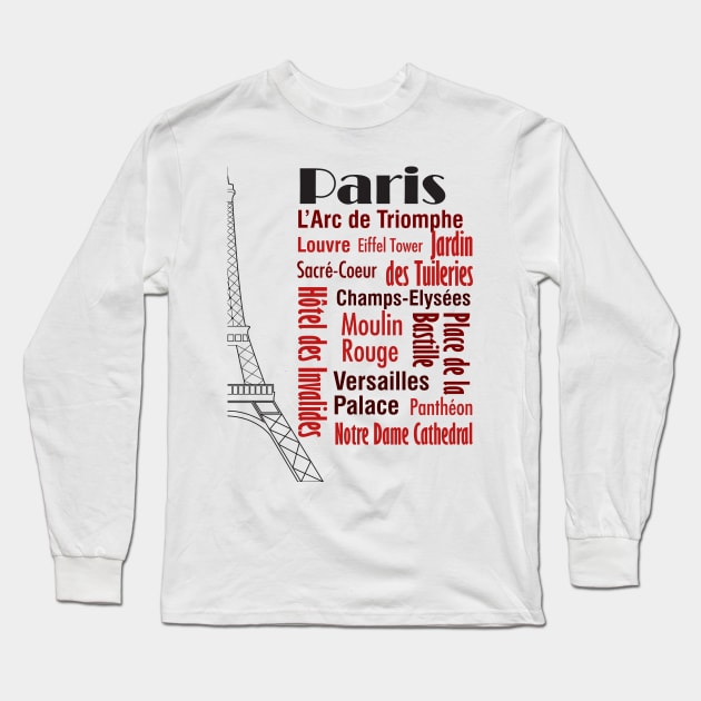 Sights of Paris Long Sleeve T-Shirt by photokapi